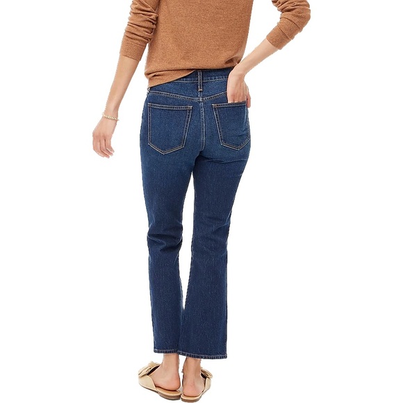 J. CREW Flare Crop Jeans Stretch Denim Button Fly Ankle Dark Wash 5 Pocket NWT - Picture 4 of 7